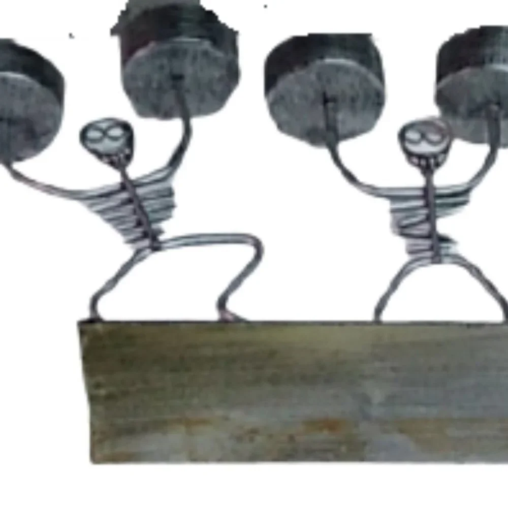 Set of 2 Skeleton Halloween Candle tealight Metal Stands